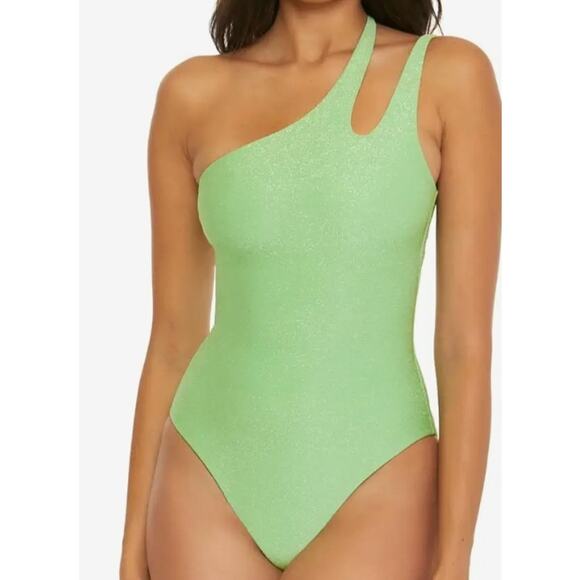 BECCA Other - Becca Glimmer Violet Asymmetrical One Shoulder One Piece Swimsuit Size S NWT